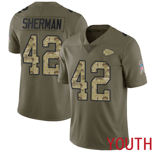 Youth Kansas City Chiefs #42 Sherman Anthony Limited Olive Camo 2017 Salute to Service Nike NFL Jersey